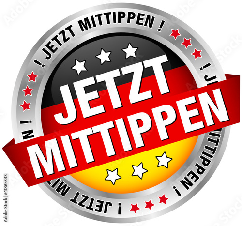 Vektor: Button "Jetzt mittippen" schwarz/rot/gold Button "Jetzt mittippen" schwarz/rot/gold