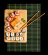 Japanese sushi traditional Japanese food. Roll made of Smoked