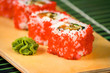 Japanese sushi traditional Japanese food. Roll made of Smoked