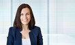Smiling business woman. Isolated over jalousie