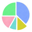 Colorful chart graph pie craft by cork board (clipping path)