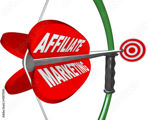 Illustration: Affiliate Marketing Bow and Arrow Aimed at Target Affiliate Marketing Bow and Arrow Aimed at Target