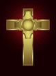 Gold Cross on a Deep red background