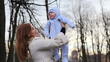 mother and baby in park at spring