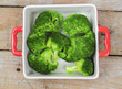 Broccoli in red tray