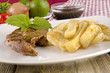 lamb steak with french fries lamb steak with french fries