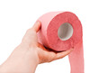 Hand holding toilet paper. Isolated on white background Hand holding toilet paper. Isolated on white background