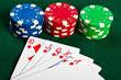 Chip and cards for the poker.