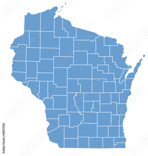 Vector: State Map of Wisconsin by counties State Map of Wisconsin by counties