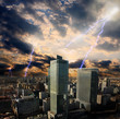 apocalypse storm in the city in Warsaw