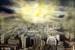 Apocalypse sun explosion in the city