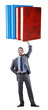 Businessman with books on white