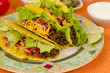 Beef Tacos - Mexican minced beef tacos with salsa, cheese & lime