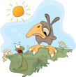 Worm and sparrow. A meeting
