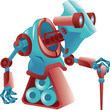 Tired old robot with walking cane