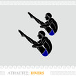Greek art stylized divers do synchronized jump