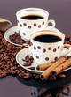 warm cup of coffee on brown background