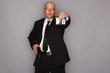 FBI Agent with gun and holding a badge.