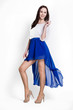 Beautifull woman in blue dress