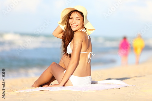 Photo: Vacation beach woman happy Vacation beach woman happy
