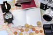 travel related items on a map