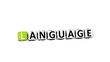 3D Learn Speak Language Crossword on white background