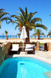 Swimming pool by luxury villa with beach view, Halkidiki, Greece
