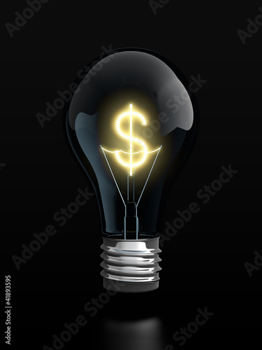Illustration: Light bulb with glowing dollar sign inside Light bulb with glowing dollar sign inside