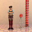 Mädchen neben Dekosäule Mädchen neben Dekosäule
