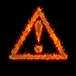 burning triangle caution sign fire on black burning triangle caution sign fire on black