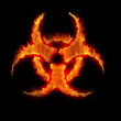 burning biohazard sign symbol on the black burning biohazard sign symbol on the black