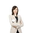 Businesswoman with id badge