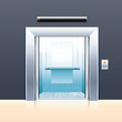 Passenger elevator with opened doors