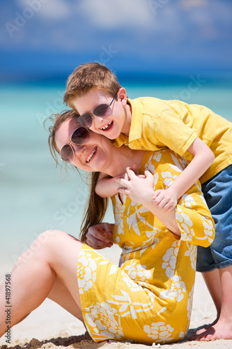 Photo: Mother and son at beach Mother and son at beach
