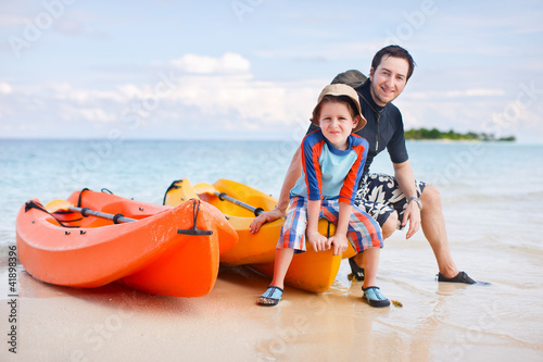 Photo: Father and son after kayaking Father and son after kayaking