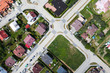 aerial view of city suburbs