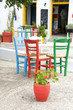 Greek Island cafe setting Plaka Milos Cyclades