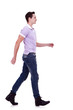 side view of a fashion man walking forward side view of a fashion man walking forward