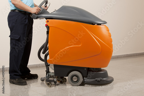Photo: cleaning floor with machine cleaning floor with machine