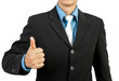 businessman giving you thumbs up on white background