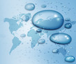 Water drops and a map of the world Water drops and a map of the world