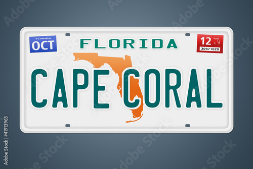 Illustration: Nummernschild Florida Cape Coral Nummernschild Florida Cape Coral