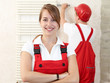 Two young worker having fun to fix up a house