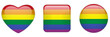 Heart, Square and Circle Glass Buttons Gay