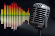 retro microphone with audio wave