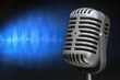 retro microphone with audio wave