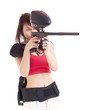 Paintball woman, isolated on white background