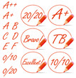 Red education rating symbols collection.