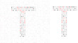 Letter T, alphabet from binary code