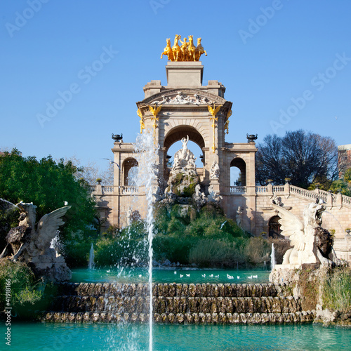 Photo: Barcelona ciudadela park lake fountain and quadriga Barcelona ciudadela park lake fountain and quadriga